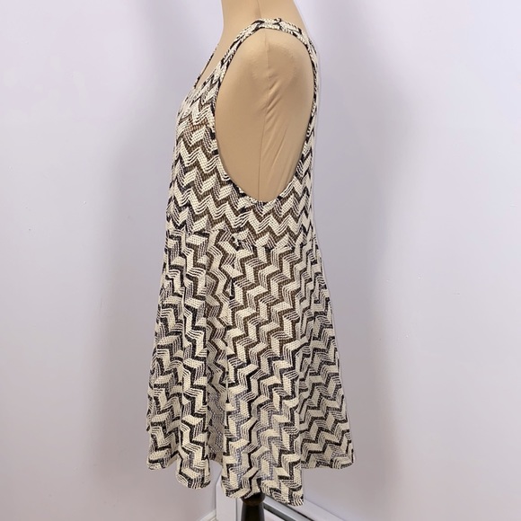 Free People Dizzy Daydream Sleeveless Chevron Knit Fit Flare Mini Dress Size M - Picture 5 of 13